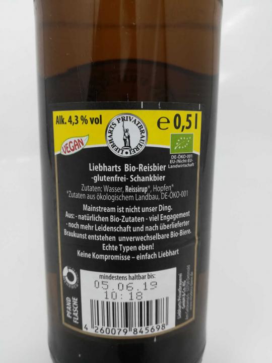 LIEBHARTS Bio-Reisbier - glutenfrei